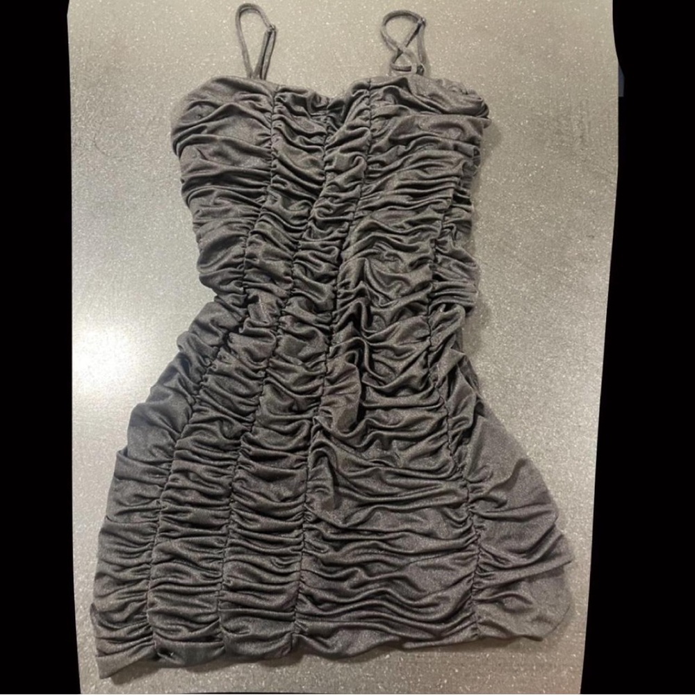 Ruched Black Mini Dress